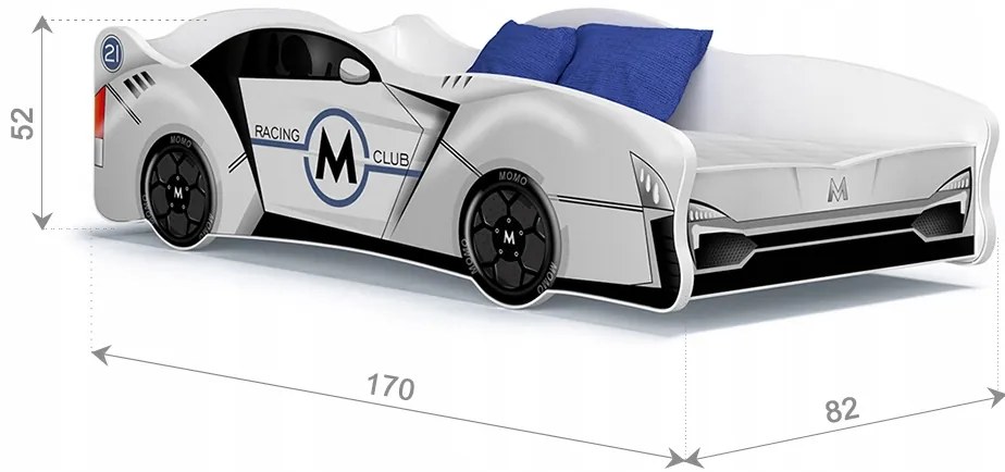 Detská posteľ auto SCOTT 160x80 cm - biela (19)