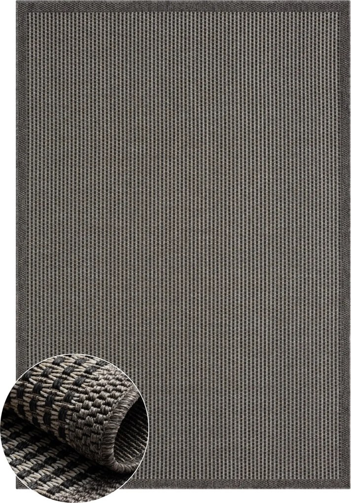 My Flair, Kusový koberec Pine II schwarz – na von aj na doma, 140x200, čierna, chodba / predsieň