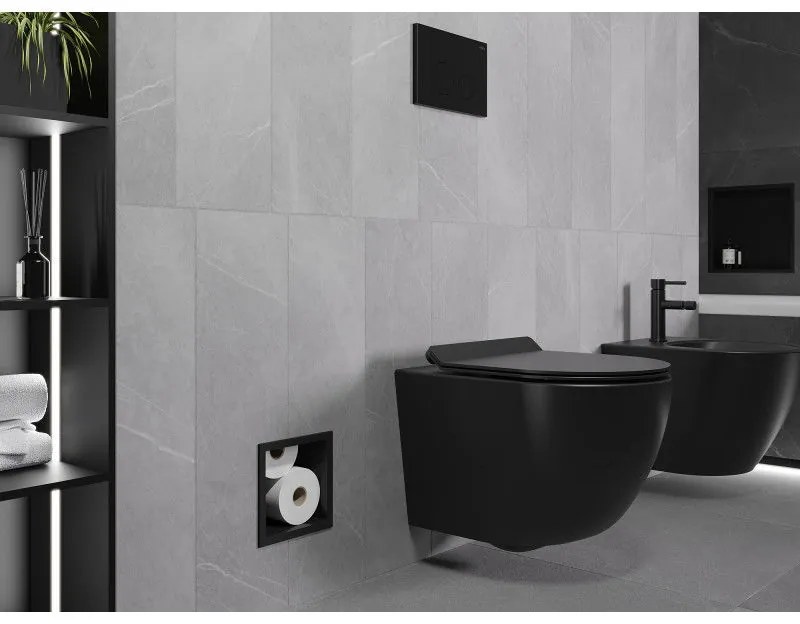 Mexen X-Wall-B, zabudovaný zásobník na toaletný papier, čierna matná, 1975