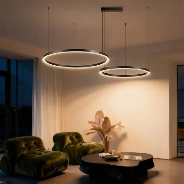 Brilagi - LED stmievateľný luster na lane PORTOFINO LED/98W/230V čierna + diaľkové ovládanie