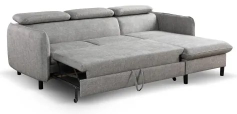 Rozkladacia rohová sedacia súprava do L s úložným priestorom NISA sivá pravá