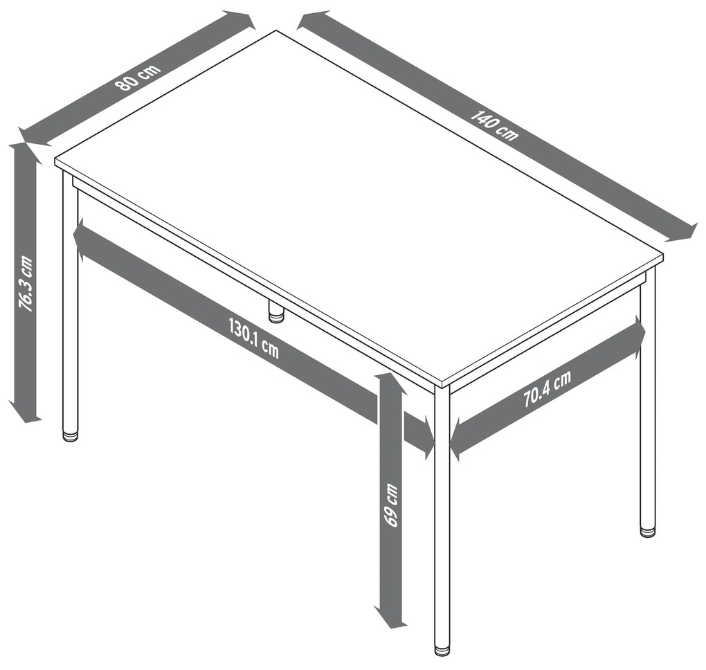 Kovový stolík »CN3«, cca 140 x 80 cm