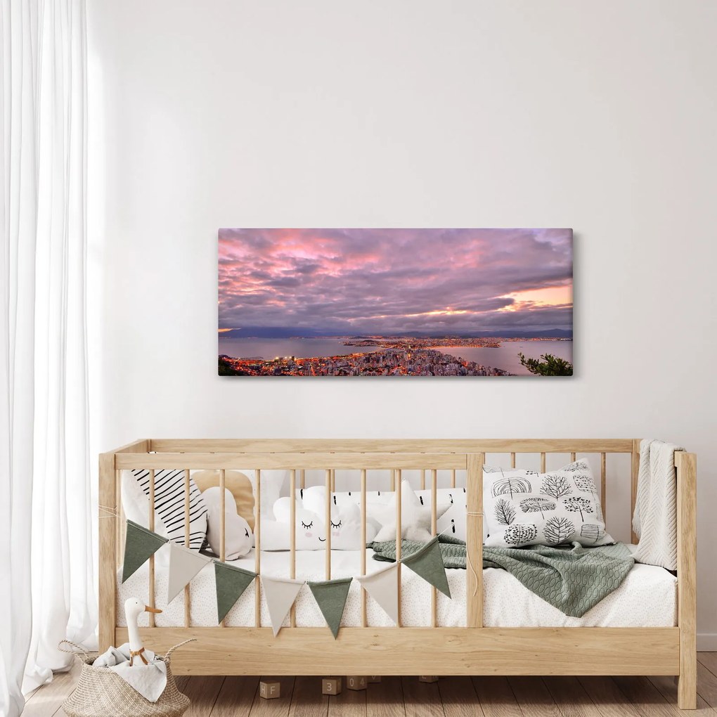 Obraz - Súmrak nad mestom (120x50 cm)