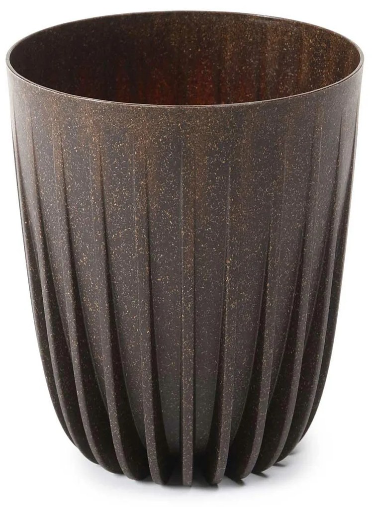 PLASTOVÝ KVETINÁČ STRIPPED ECO 23X19 CM TMAVOHNEDÁ