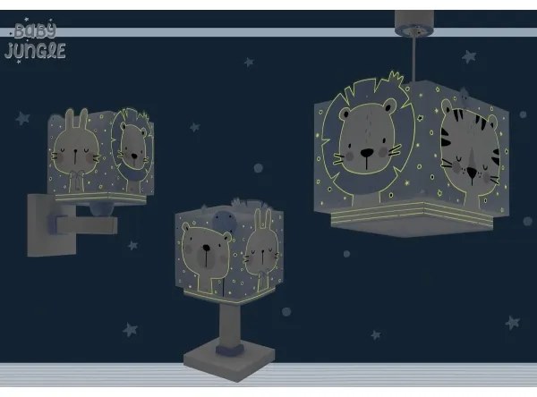Dalber 63111T - Detská lampička JUNGLE 1xE14/8W/230V modrá