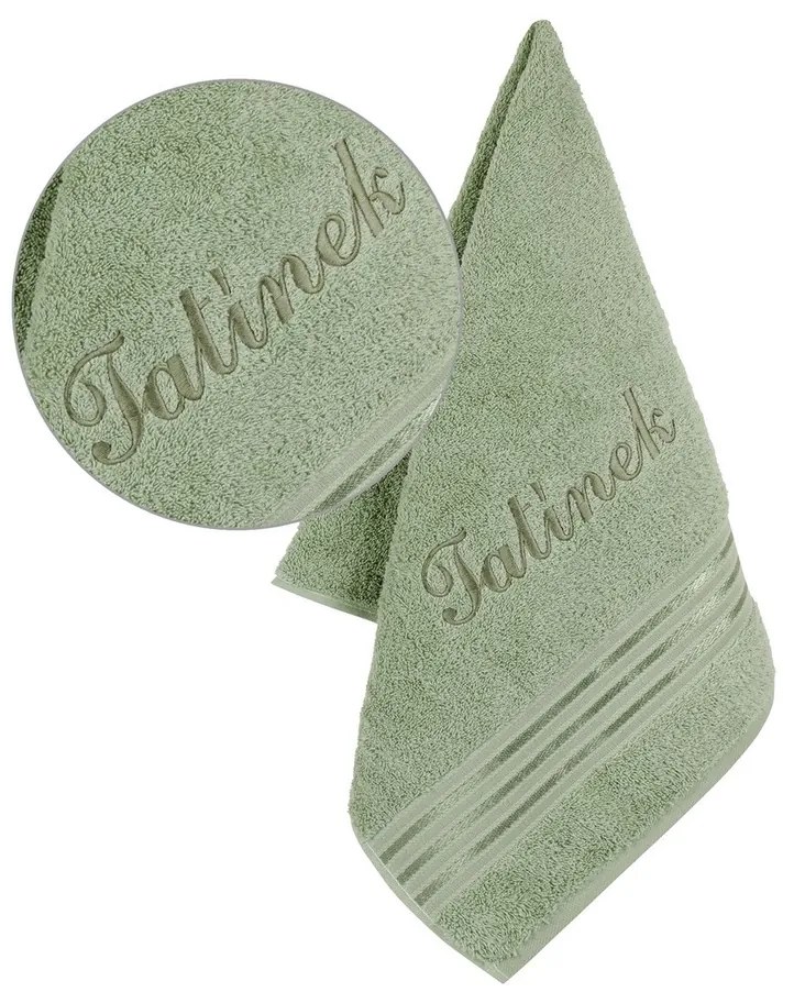Bellatex Froté uterák s výšivkou Tatínek zelená, 50 x 100 cm