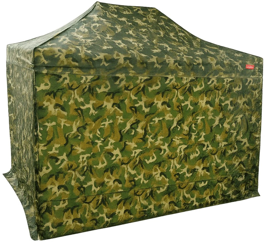 Rýchlorozkladací nožnicový stan 2x3m - oceľový, 4 bočné plachty, Maskáčová