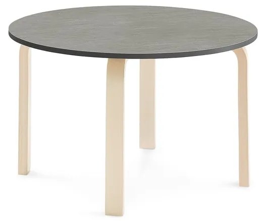 Stôl ELTON, Ø 900x530 mm, linoleum - tmavošedá, breza