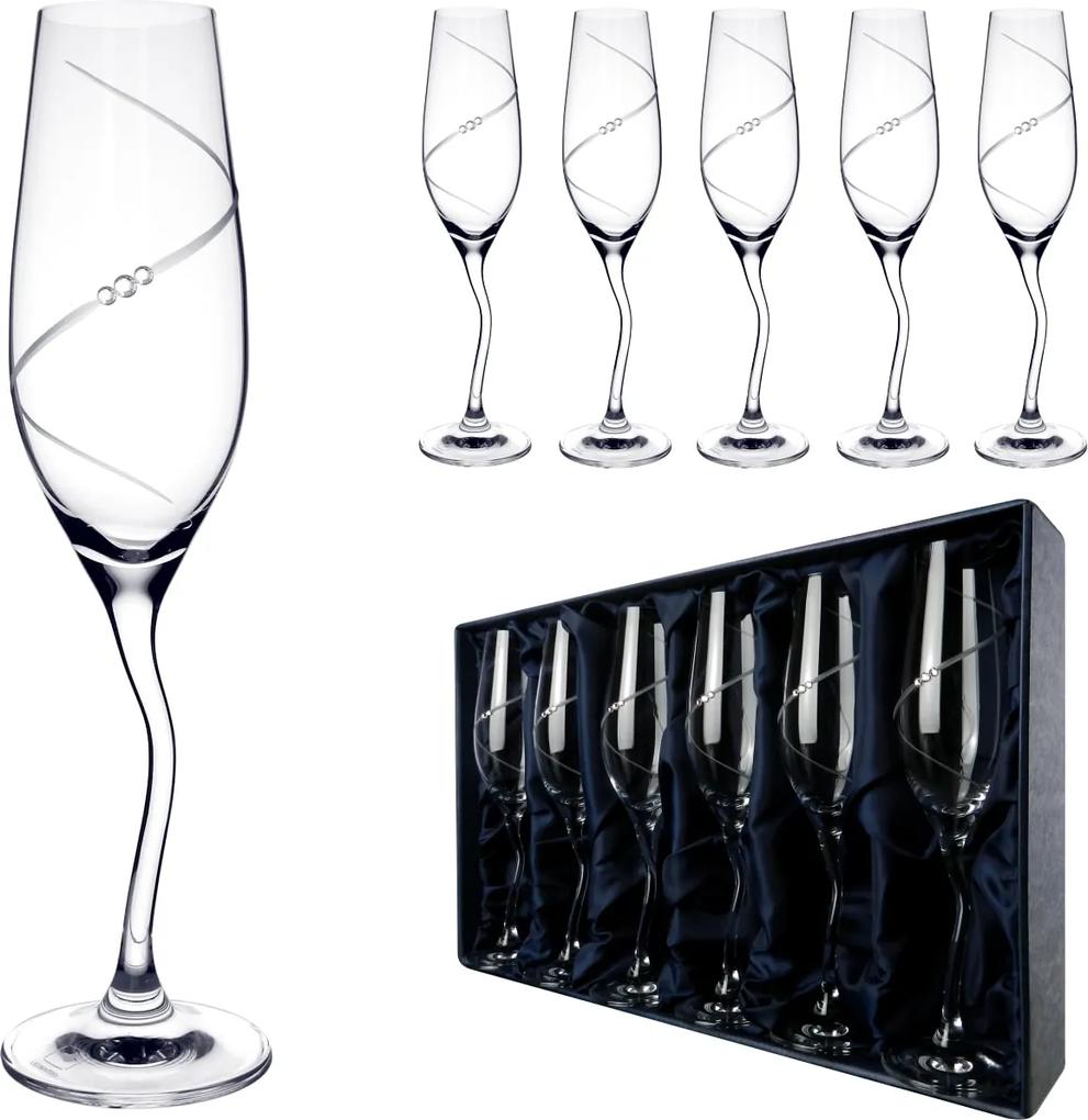 ELITE GLASS New Silhouette - poháre na šampanské so Swarovski® Elements | sada 6 ks