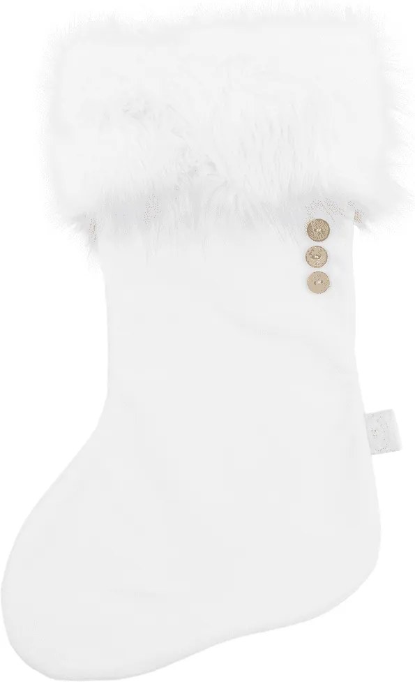 Vianočná pančucha biela s bielou kožušinou 42x26cm