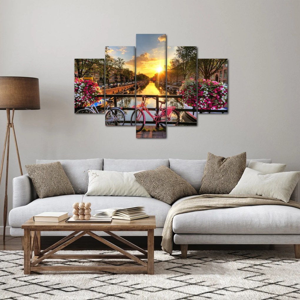Obraz - Východ slnka v Amsterdame (150x105 cm)