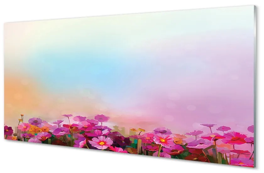 Obraz na skle kvety neba 120x60 cm
