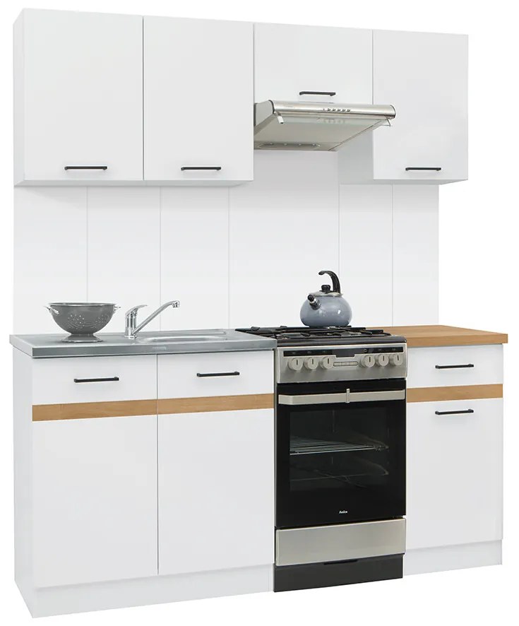 Kuchyňa BRW Junona line 170 cm (Biely lesk + Biela + Dub craft zlatá). Vlastná spoľahlivá doprava až k Vám domov. 1018160