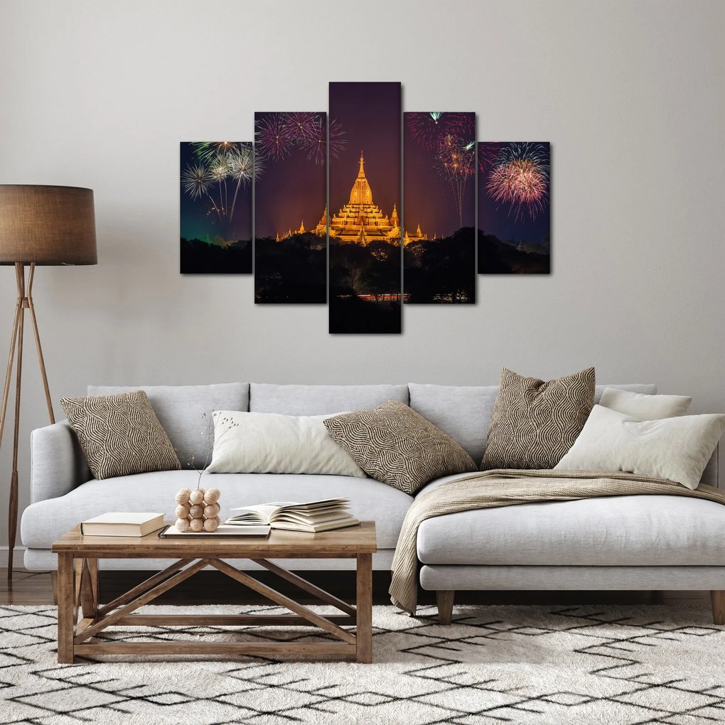 Obraz ohňostroja v Ázii (150x105 cm)