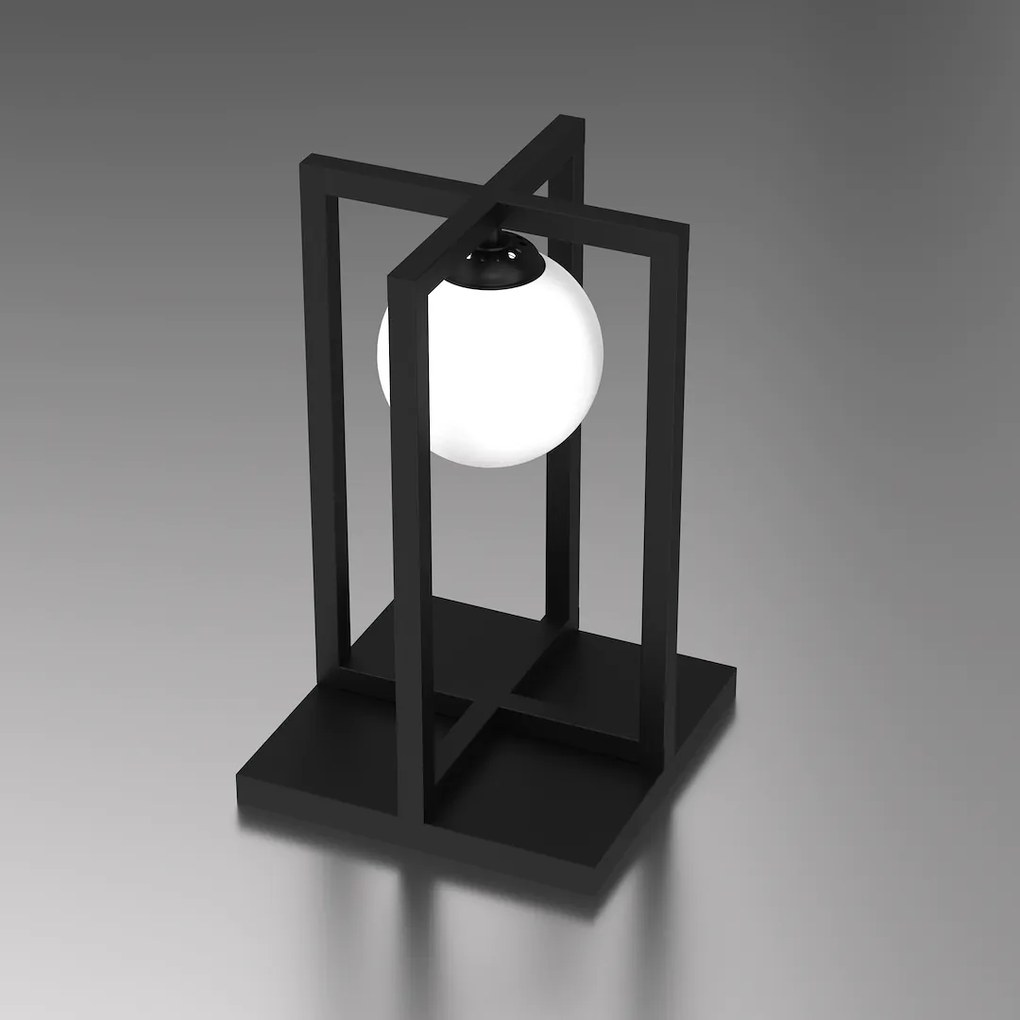 Stolná lampa Diego, 1x biele sklenené tienidlo, b