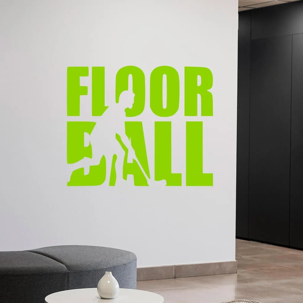 Veselá Stena Samolepka Nápis Floorball Farba: fialová, Veľkosť: 100 x 82 cm