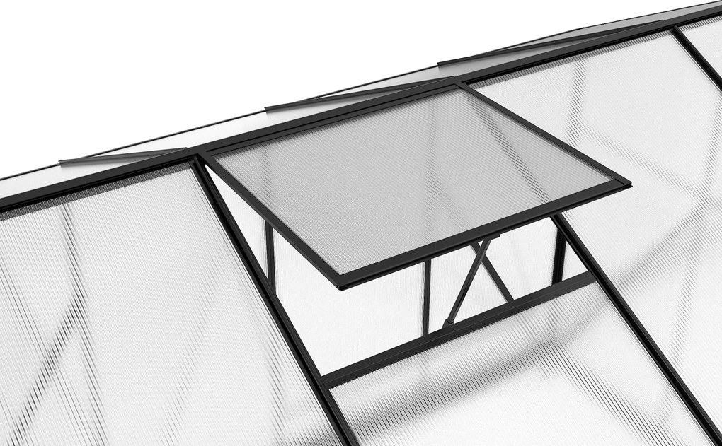 Skleník so základňou BestBerg BBGH-806B / 4,8 m² / 252 × 190 × 194 cm / čierna
