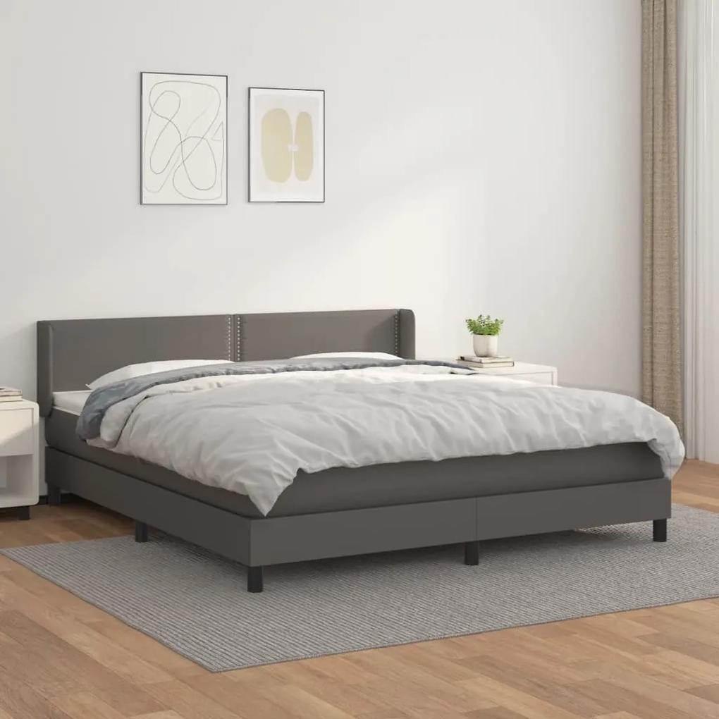 Boxspring posteľ s matracom sivá 180x200 cm umelá koža 3130737