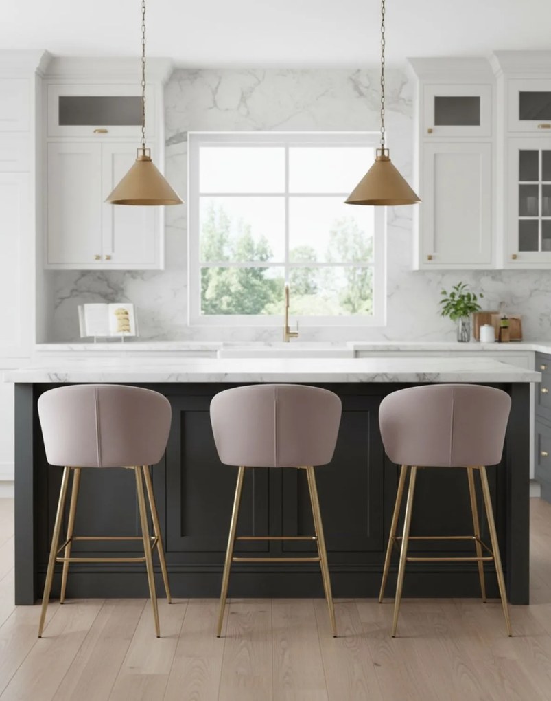 Barová stolička Ganta Gold béžová, moderná, glamour