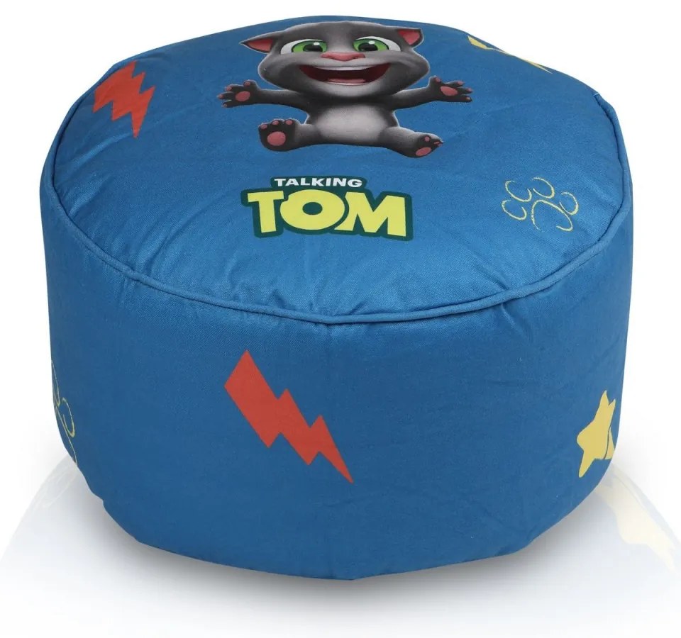Sedací vak Talking Tom & Friends – detský kresielkový vak s opierkou nôh Farba: C - čierny