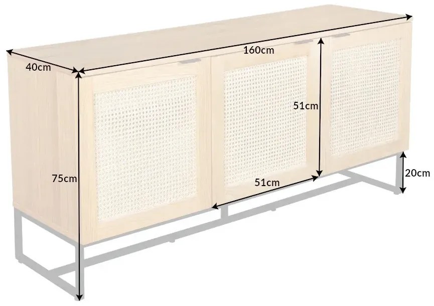 Invicta Interior - Dizajnový príborník VIENNA LOUNGE 160 cm, dub, prírodný