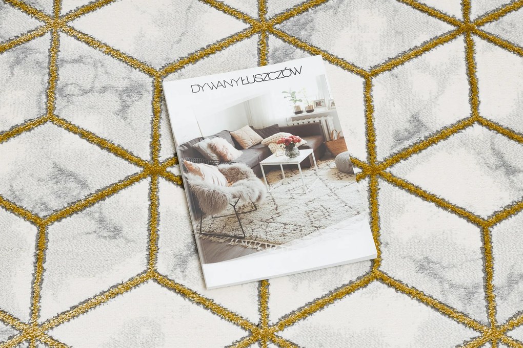 Behúň EMERALD 1014 Glamour exclusive, kocka, krémový - zlatý