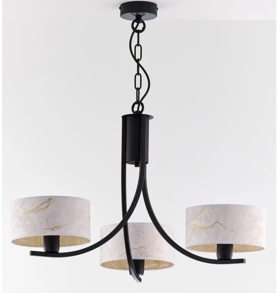 Jupiter 2103 - Luster na reťazi ARTHUR 3xE27/15W/230V biela/čierna/mramorový dekor