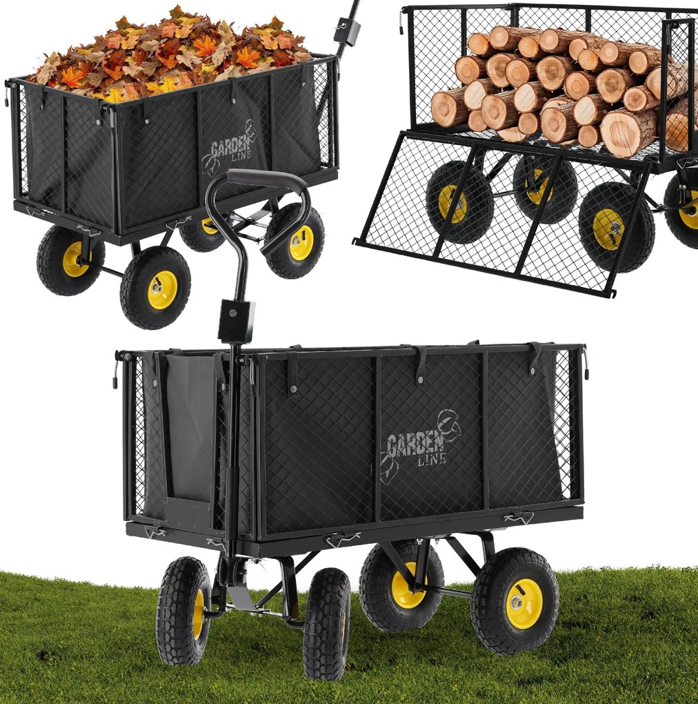 CH Čierny záhradný vozík s odnímateľnými bočnicami Loca XL - 200l