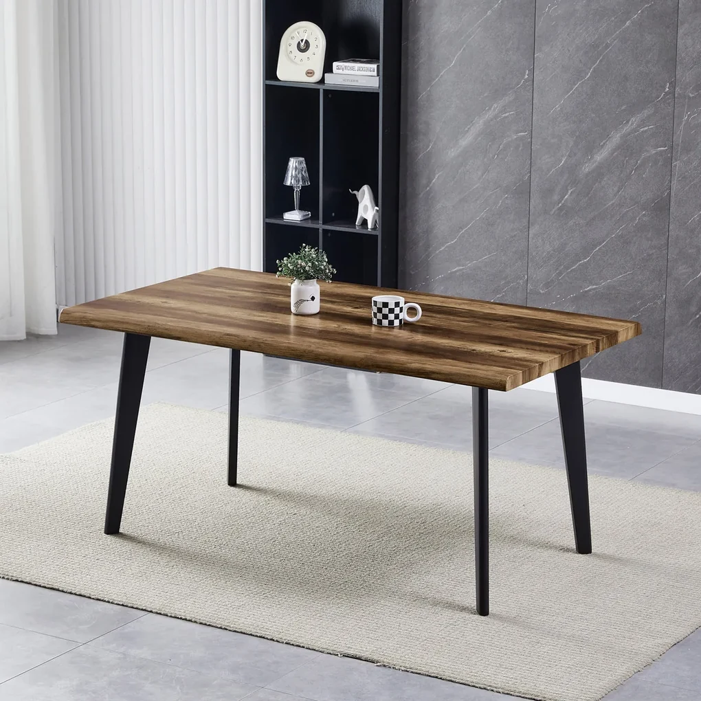 Autronic - Stůl jídelní, 160x90x75 cm, MDF deska, dekor staré dřevo, kov, černý lak - HT-F4416 OLW AKCE NOVINKA