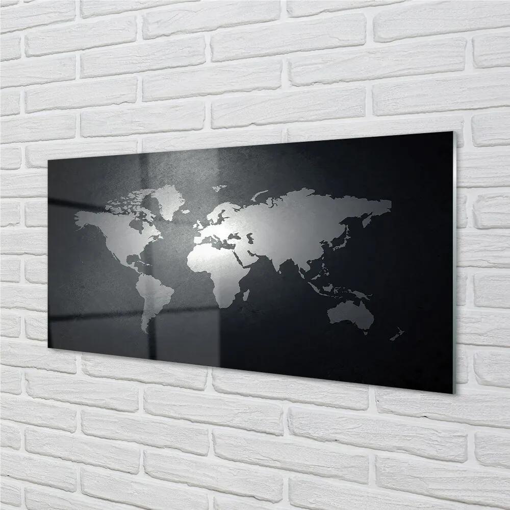 Sklenený obraz Čiernom pozadí White mapa 100x50 cm