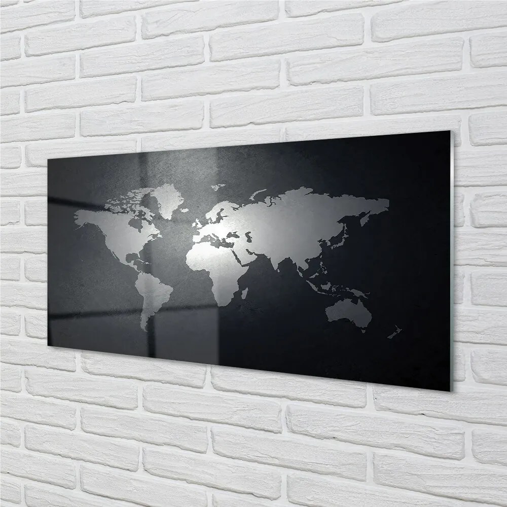 Sklenený obraz Čiernom pozadí White mapa 125x50 cm