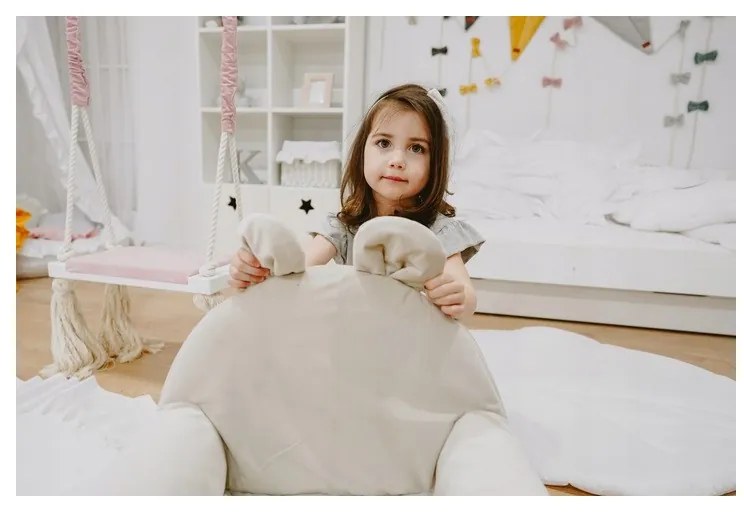Baby-raj Detské kreslo s uškami na čítanie a relax, snímateľný poťah