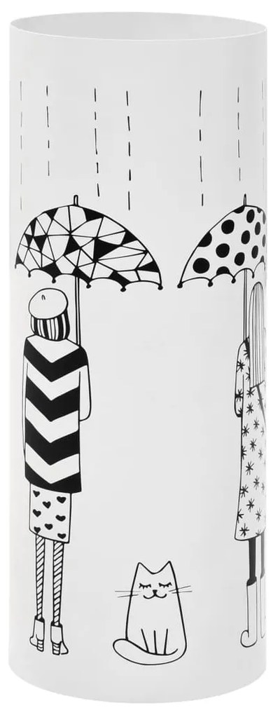 vidaXL Stojan na dáždniky, motív so ženami oceľový biely