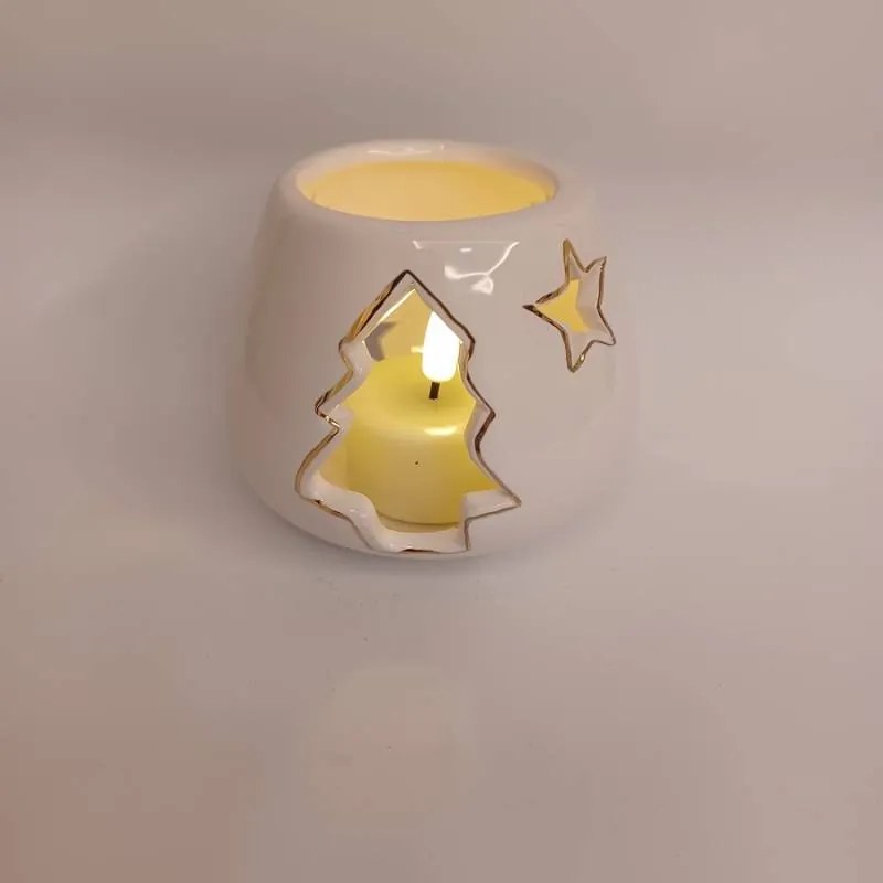 DECOLED Svícen, 9,4 x 9,4 x 7,7 cm, bílá