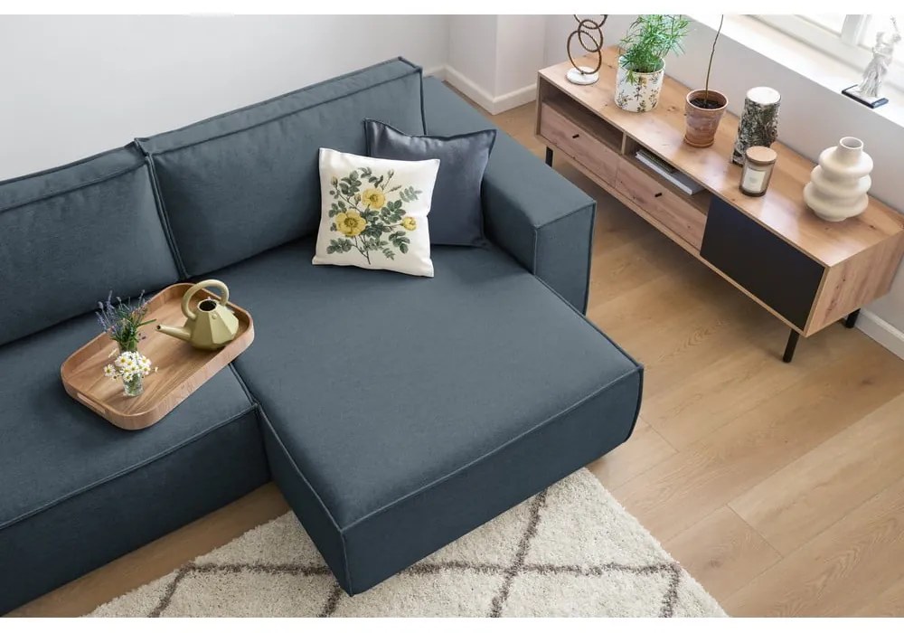 Tmavomodrá variabilná rozkladacia rohová pohovka Nihad – Bobochic Paris