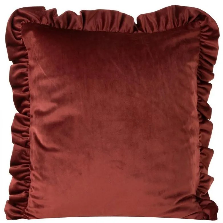 Obliečka na vankúš Velvet/25/K 45x45 tehlová/ volánik 387648