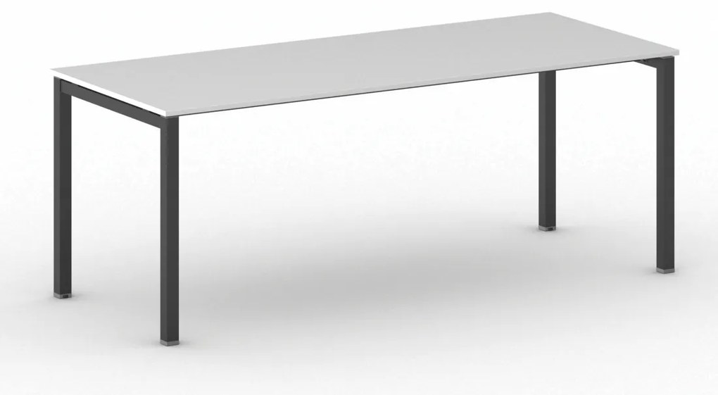 Rokovací kancelársky stôl PRIMO SQUARE, 200x80 cm, čierna podnož, biela