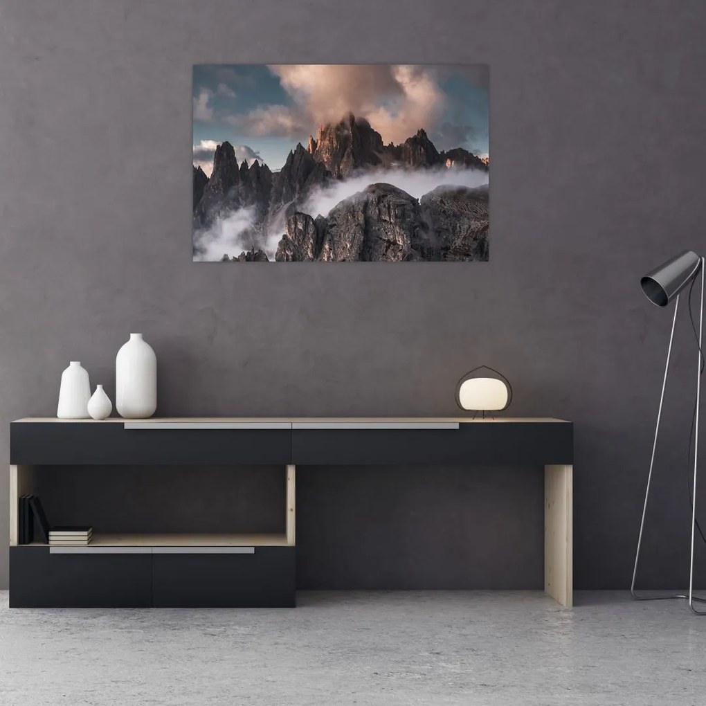 Obraz - Talianske dolomity schované v hmle (90x60 cm)