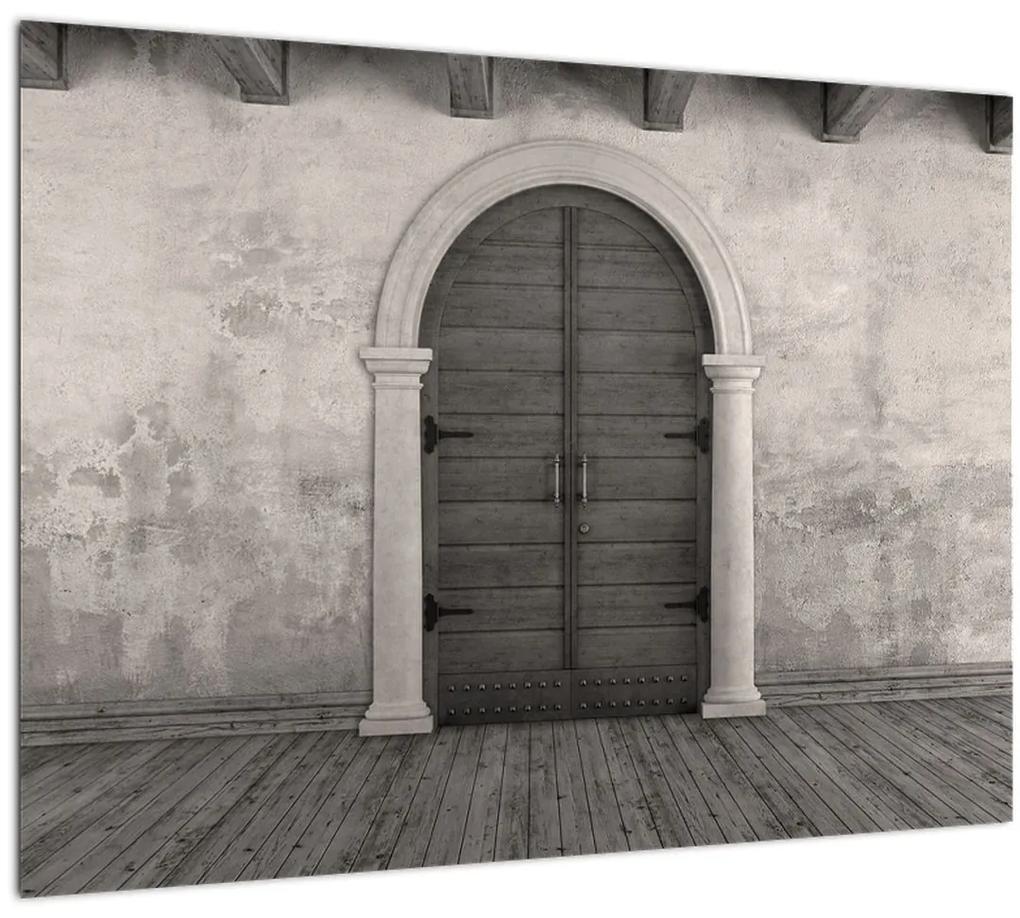 Sklenený obraz - Tajomné dvere (70x50 cm)