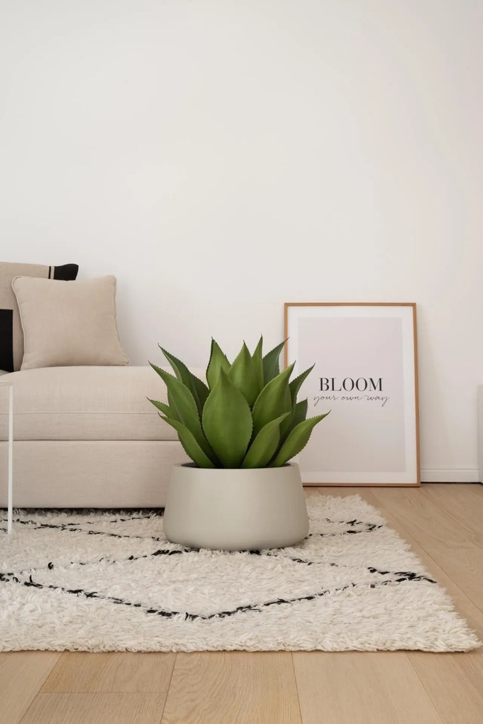 Kvetináč GORDO, sklolaminát, výška 21 cm, krémový