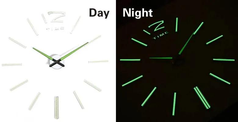 KIK KX7443 Dizajnové 3D nalepovacie hodiny fluorescenčná 50-60cm