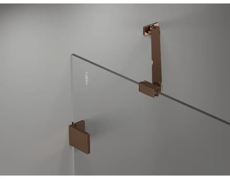 Mexen Lunar Duo, výklopný sprchový kút 115 x 75 cm, 8mm číre sklo, profil ružové zlato, 834-115L-075P-60-00