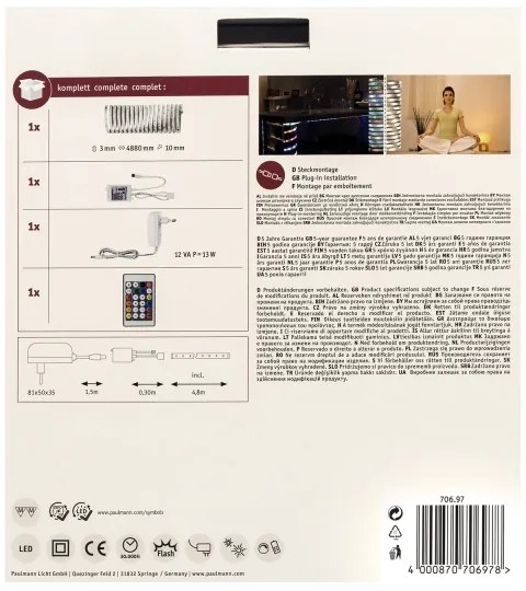 Paulmann 70697 - LED RGBW/10,5W Stmievateľný pásik DIGITAL 4,8m 230V + DO