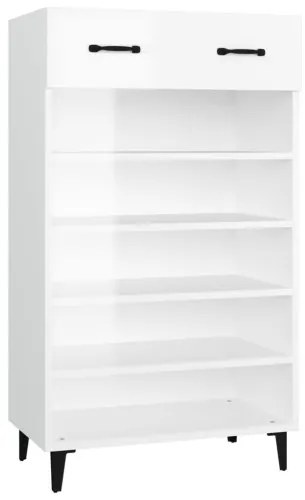 vidaXL Botník lesklý biely 60x35x105 cm spracované drevo-