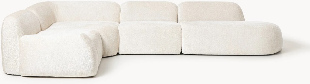 XL modulárna rohová pohovka z plyšového buklé Wolke