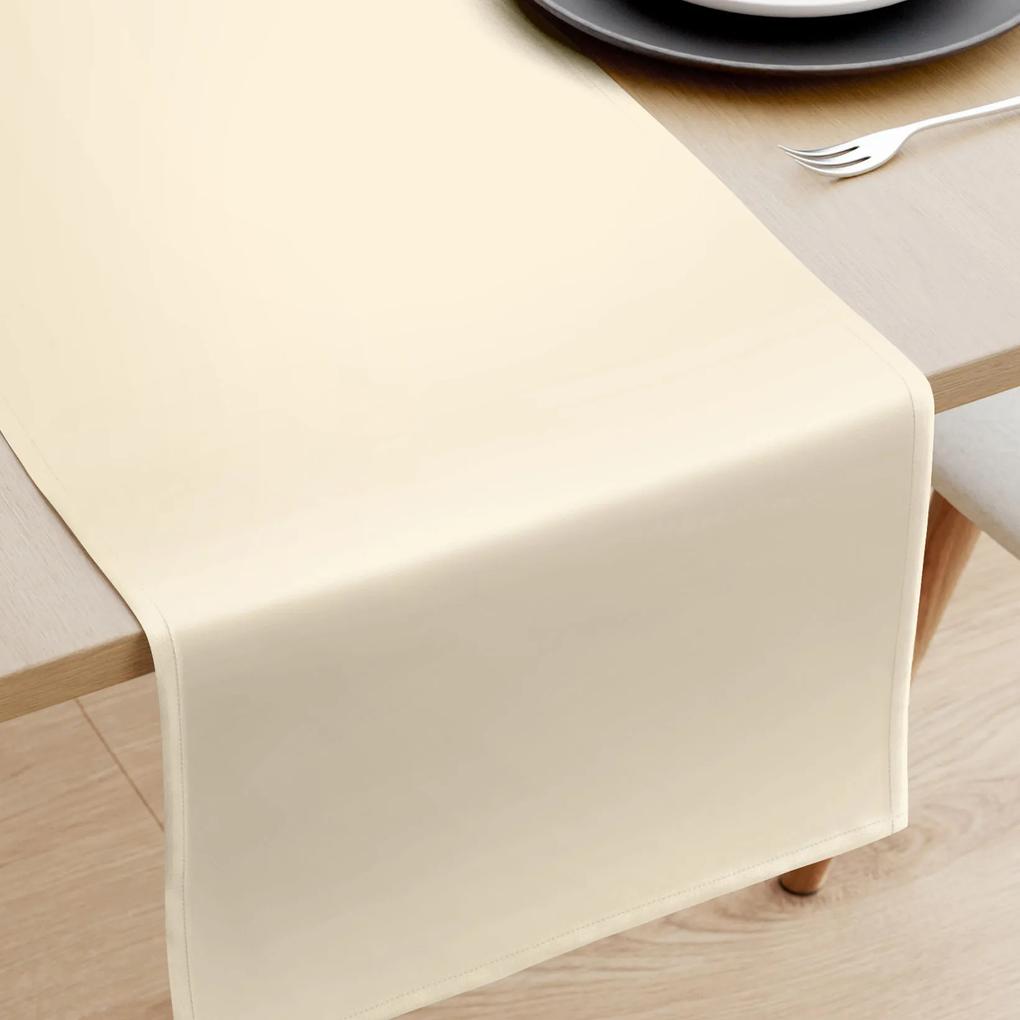 Goldea sviatočný saténový behúň na stôl – vanilkový s leskom 20x120 cm