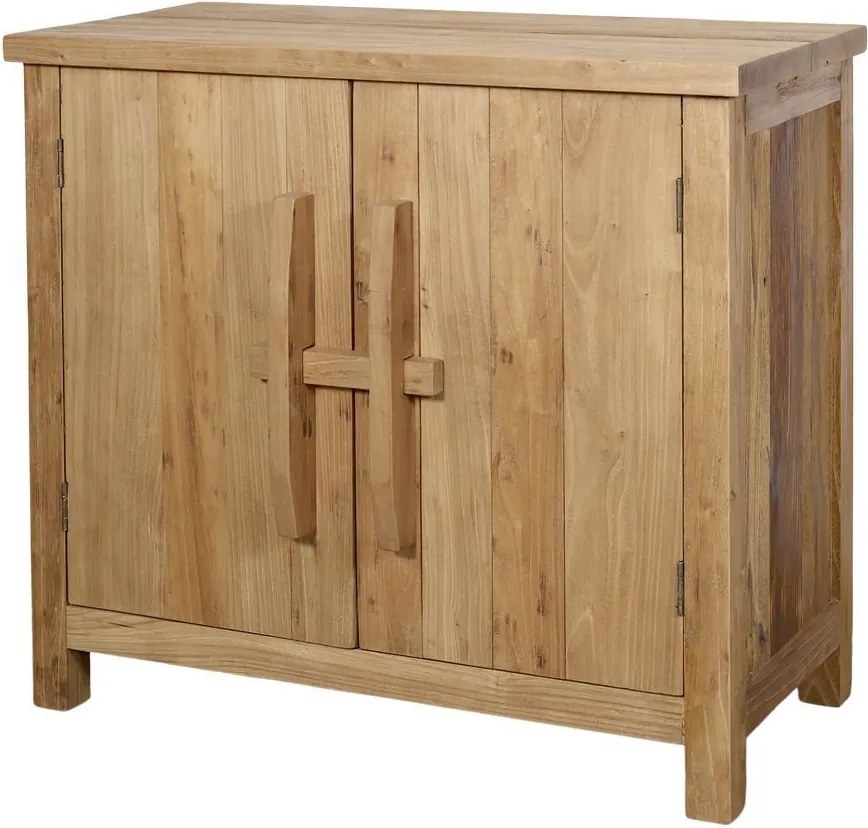 Prírodná drevená komoda s 2 dvierkami Chennia - 80*43*72 cm