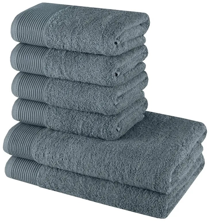 Sada 6 kusov bavlnených osušiek a uterákov Bella sivá EMI
