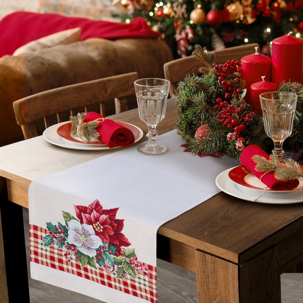 VIANOČNÝ GOBELÍNOVÝ BEHÚŇ NA STÔL MERRY5 50X110 CM VZOROVANÝ