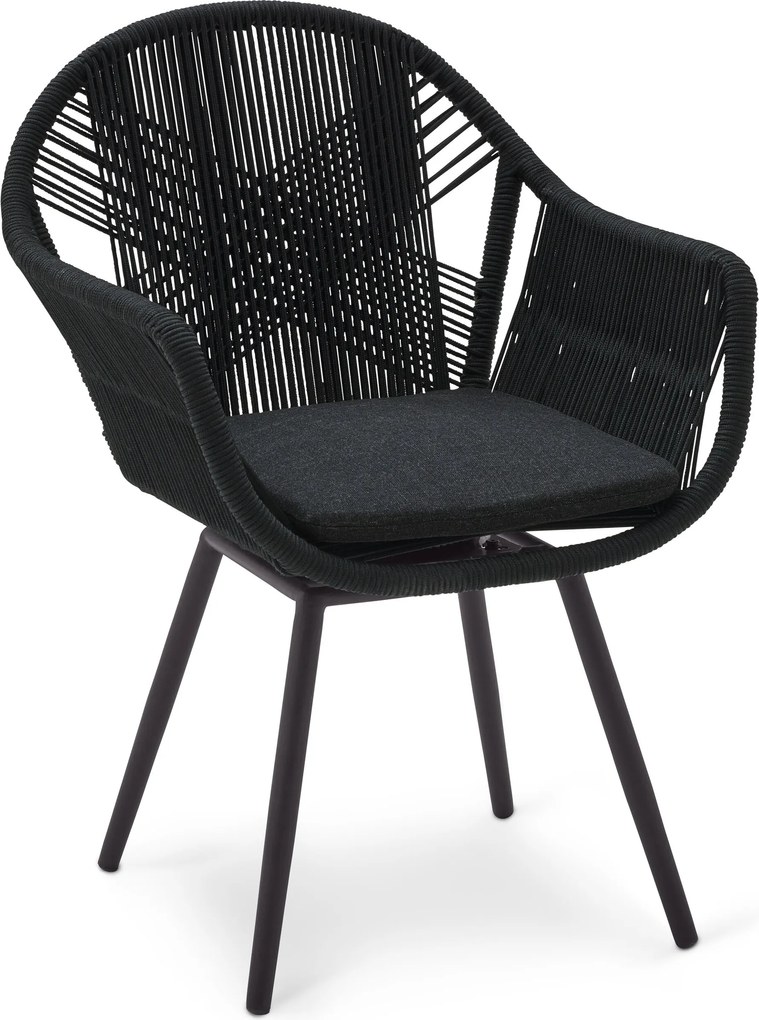 Otočná záhradná stolička s textilným krížovým výpletom